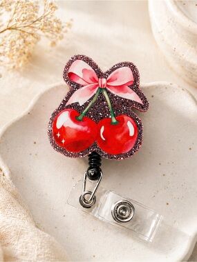 Cherry Bow  Badge Reel
